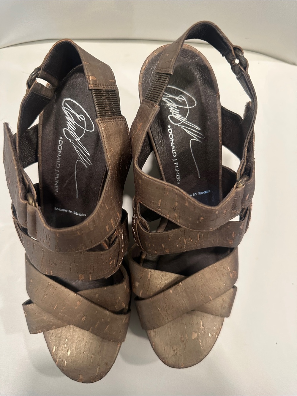 Donald  Pliner-Women's Metallic Bronze Cork-Texture Platform Sandals